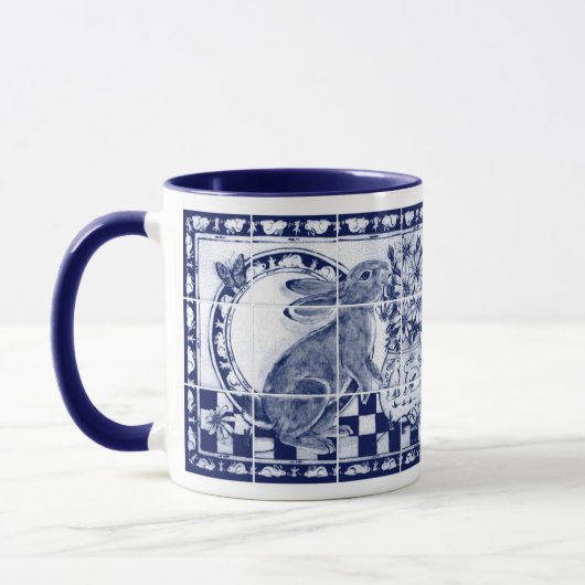 Dedham Rabbit Bunny Dark Blue Niedlich Tile Art Tasse (Links)