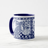 Dedham Rabbit Bunny Dark Blue Niedlich Tile Art Tasse (Vorderseite Links)