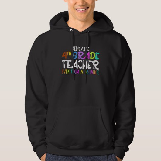 Dedicated Teacher Fourth Grade Online 4th Teaching Hoodie (Vorderseite)