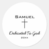 Dedicated to God Black Script Cross  Runder Aufkleber (Vorderseite)