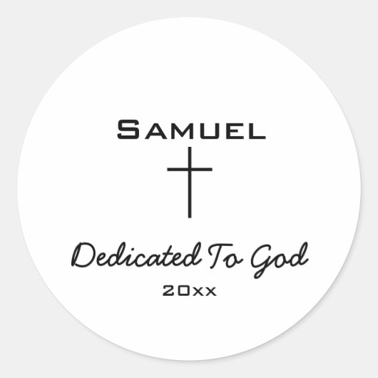 Dedicated to God Black Script Cross  Runder Aufkleber (Vorderseite)