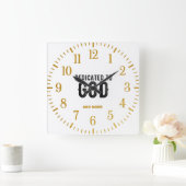 DEDICATED TO GOD  CUSTOMIZABLE COOL BLACK TEXT QUADRATISCHE WANDUHR (Zuhause)