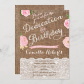 Dedication and Birthday Party Invite Card for girl Einladung (Vorne/Hinten)