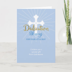 Dedication Blessings Boy Blue und Gold Karte