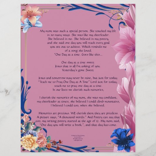 Dedication meiner Mutter Norma Kinney Personalisie (Rückseite)