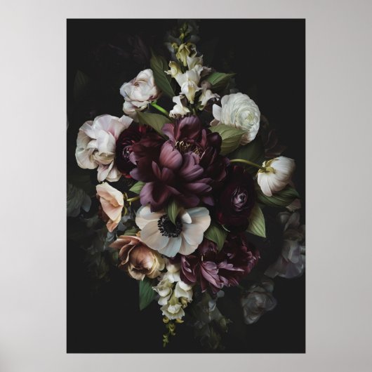 Dediziertes Dark Floral Poster Print (Vorne)