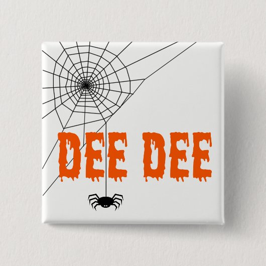 Dee Dee Orange Dripping Schriftart Spider Web Butt Button (Vorderseite)