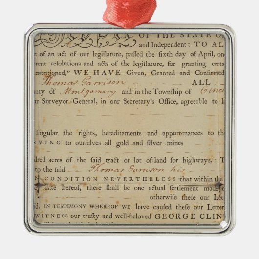 Deed, New York Silbernes Ornament (Vorne)