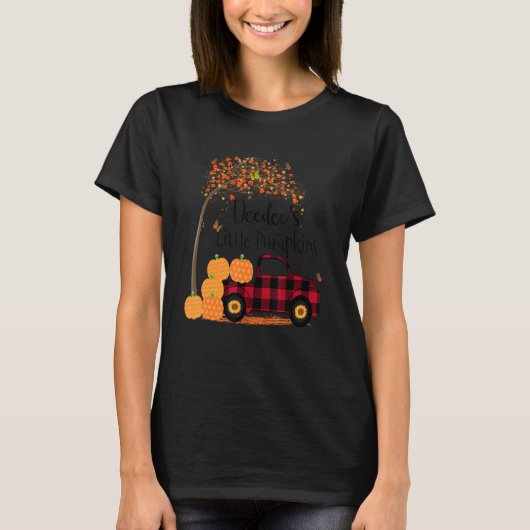 Deedee S Little Pumpkins Roter Lkw Herbst Kunst T-Shirt (Vorderseite)