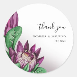 Deeeep Lila King Protea Runder Aufkleber