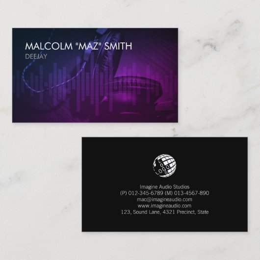 Deejay Disk Jockey DJ Visitenkarte (Vorne/Hinten)