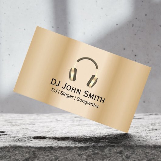 Deejay DJ Headphones Logo Modern Gold Visitenkarte