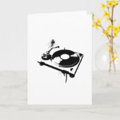 Deejay DJ Turntable Grußkarte | Ibiza-Haus Karte (Gelbe Blume)