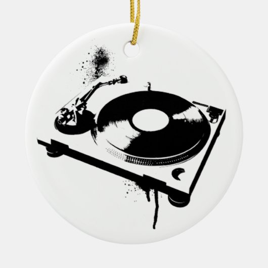 Deejay DJ Turntable | Hausmusikgeschenke Keramikornament (Vorne)