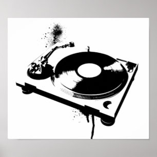 Deejay DJ Turntable Poster   Hausmusikgeschenke