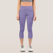 Deep Amethyst Glitter Style Horizontal Stripes  Capri Leggings (Vorderseite)