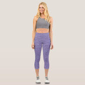 Deep Amethyst Glitter Style Horizontal Stripes  Capri Leggings (Vorderseite)