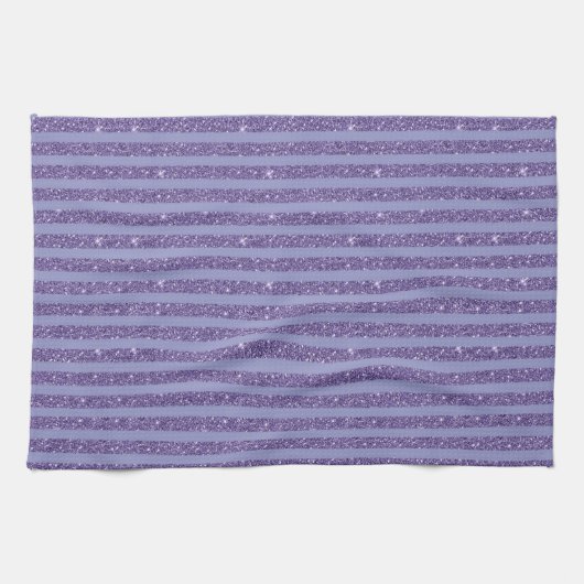Deep Amethyst Glitter Style Horizontal Stripes Geschirrtuch (Horizontal)