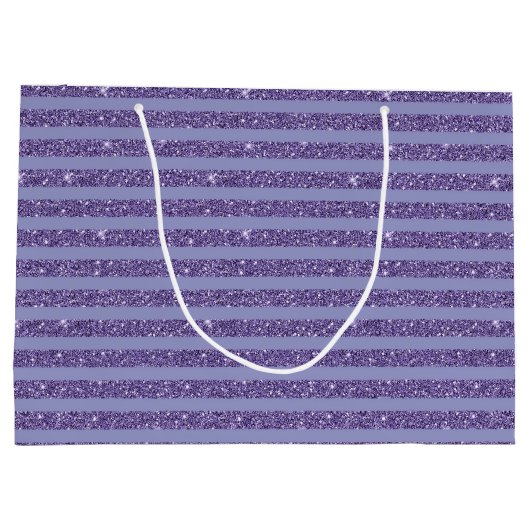 Deep Amethyst Glitter Style Horizontal Stripes Große Geschenktüte (Rückseite)