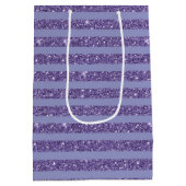 Deep Amethyst Glitter Style Horizontal Stripes  Mittlere Geschenktüte (Rückseite)