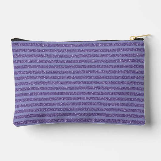 Deep Amethyst Glitter Style Horizontal Stripes Zubehörtasche (Rückseite)