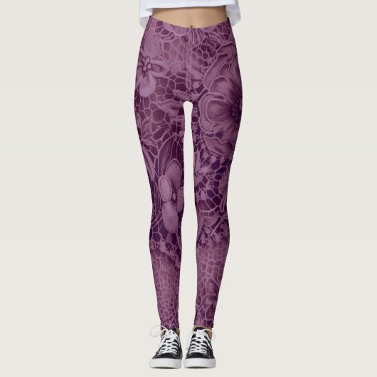 "Deep Amethyst Vintag Lace" Leggings (Vorderseite)