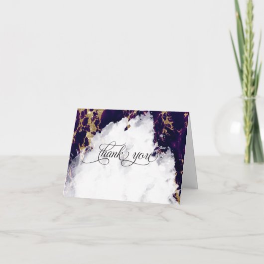 Deep Amethyst Watercolor Geode BarefootBride™ Dankeskarte (Vorderseite)