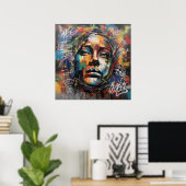 Deep and Emotional Women Face Graffiti Art Poster (Heimbüro)