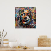 Deep and Emotional Women Face Graffiti Art Poster (Küche)