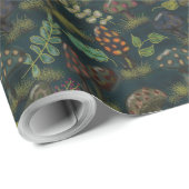 Deep Aqua Bio Moody Mushrooms Beautiful Geschenkpapier (Rolleneckpunkt)