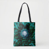 Deep Aqua Blue Blume Tote Tasche (Vorderseite)