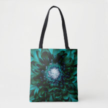 Deep Aqua Blue Blume Tote Tasche