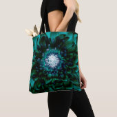 Deep Aqua Blue Blume Tote Tasche (Von Nahem)