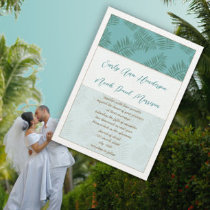 Deep Aqua Blue und Brown Blätter Hochzeit Einladun Einladung