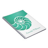 Deep Aqua Nautilus Muschel Custom Nautic Notizblock (Rechte Seite)