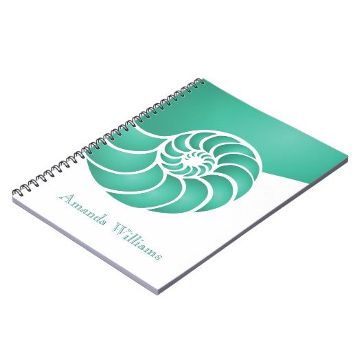 Deep Aqua Nautilus Muschel Custom Nautic Notizblock (Linke Seite)