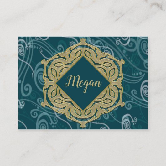 Deep Aqua und Gold Visitenkarte (Vorderseite)