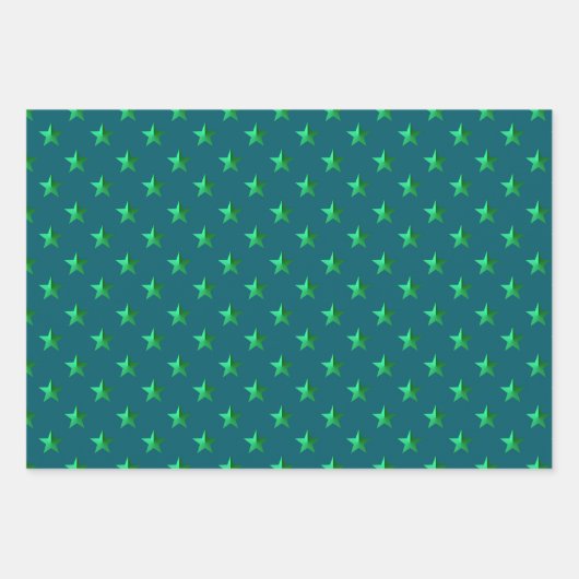 Deep Aquamarin Blue Silver Green Türkise Blue Star Geschenkpapier Set (Vorderseite 2)