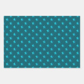 Deep Aquamarin Blue Silver Green Türkise Blue Star Geschenkpapier Set (Vorderseite)