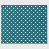 Deep Aquamarin Blue Silver Stars Geschenkpapier (Flach)