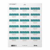 Deep Aquamarin Giraffe Muster Adressaufkleber (Vorne)