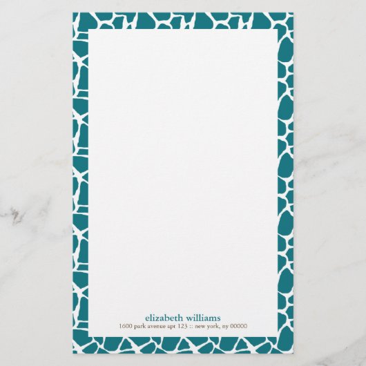 Deep Aquamarin Giraffe Muster Briefpapier (Vorderseite)