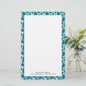 Deep Aquamarin Giraffe Muster Briefpapier (Stehend Vorderseite)