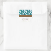 Deep Aquamarin Giraffe Muster Quadratischer Aufkleber (Tasche)