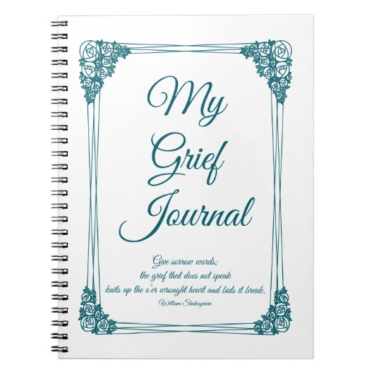 Deep Aquamarin Rose Cluster Border Gkurze Journal Notizblock (Vorderseite)