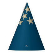 Deep Aquamarin Silver Stars Wizard Party Hat Partyhütchen (Links)