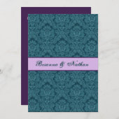 DEEP AQUAMARINE und LILA Damask Einladung (Vorne/Hinten)