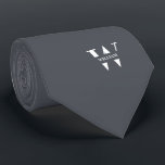 Deep Ash Color Elegante Monogramm   Name Krawatte<br><div class="desc">Eine elegante Krawatte mit einem fett-weißen Monogramm auf einem glatten Hintergrund. Zusätzlich zu diesem Monogramm sitzt Ihr Vor- oder Nachname in allen Hauptstädte. Wenn Sie einen mutigeren Blick auf den persönlichen Namen im großen Buchstaben bevorzugen, können Sie folgendes tun: Benutzen Sie die Funktion Anpassen/Bearbeiten und klicken Sie auf den Namen....</div>