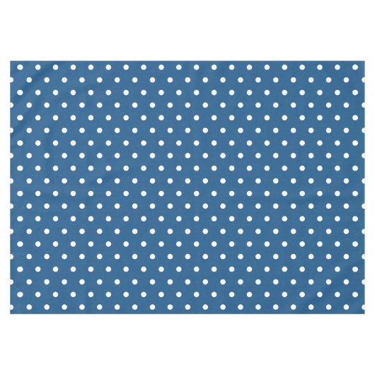 Deep Azure Blue White Polka Dots Tischdecke (Vorderseite (Horizontal))