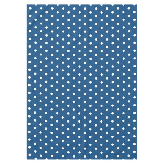 Deep Azure Blue White Polka Dots Tischdecke (Vorderseite)